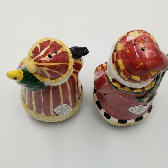 Vintage 90s Sakura Salt & Pepper Shaker Santa Retweet New Debbie Mumm - Picture 6 of 9